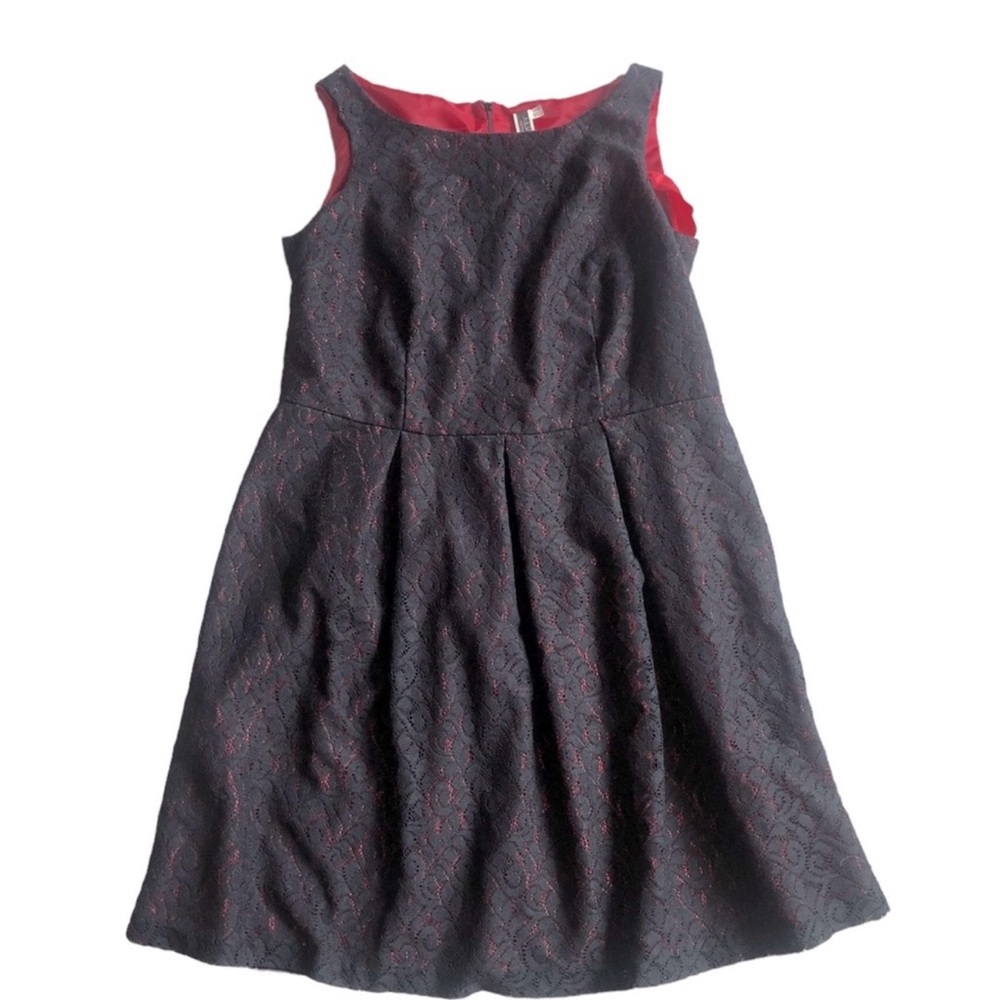 Julian Taylor black lace dress w/ red underlay sz 14w